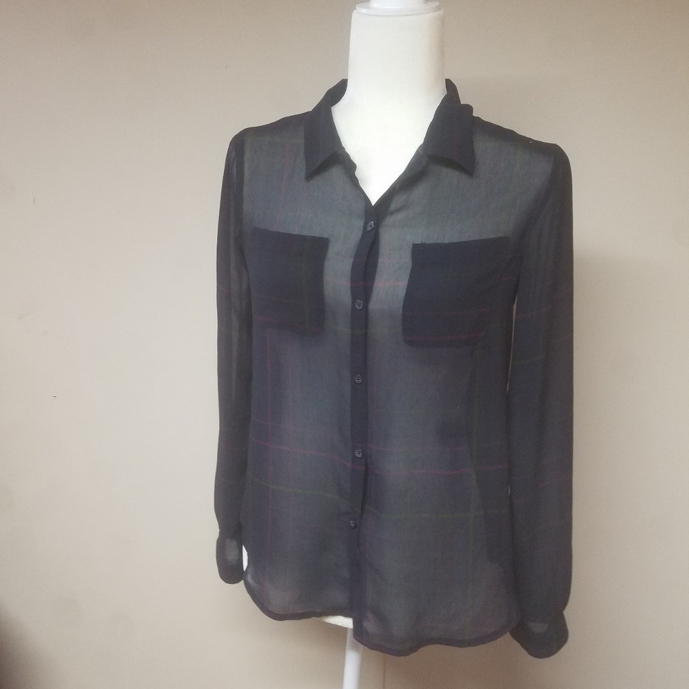 Sheer Loft button up blouse.